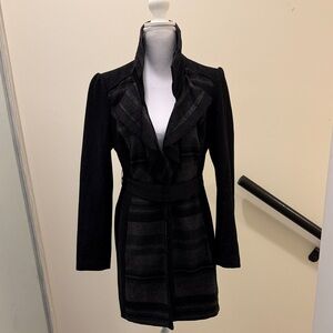 White House Black Market Black and Gray Trench Coat